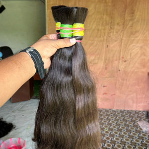Extensión de cabello Remy indio sin procesar virgen pura del proveedor original Onda natural dibujada única Onda a granel de templo real - Product Image 1
