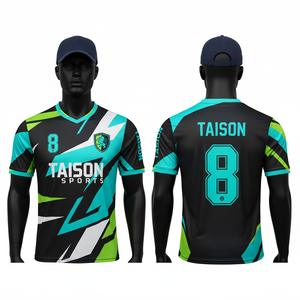 Maillot de football pour hommes 150 GSM en polyester interlock respirant, coloris rouge et bleu avec empiècements latéraux, kit d'équipe personnalisé par sublimation - Product Image 5