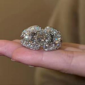 Bague de fiançailles en diamant Moissanite originale taille rose bague de mariage en argent Sterling 925 de luxe pour femme cadeau en or pour elle - Product Image 1