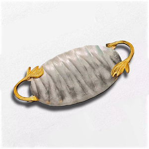 Dernier arrivage Plateau de service en aluminium plaqué or et argent Nouveau design Plateau fait main personnalisé pour vaisselle - Product Image 2