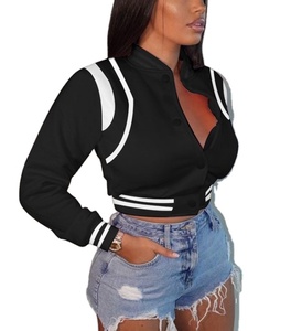 OEM Custom <b>Women</b> Streetwear Blank Plain Baseball Crop <b>Jackets</b> Customized Bomber <b>Jacket</b> <b>Women's</b> Varsity <b>Jacket</b> for Your Brand - Product Image 1
