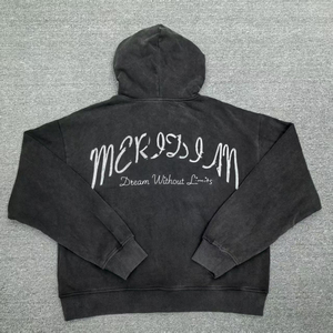 เสื้อฮู้ดดี้ผู้ชายผ้าฝ้ายเนื้อหนาคุณภาพสูง ล้างสีแบบแอซิดฟอก ซีดจางแบบโดนแดด ปักลายตามสั่ง ซิปแบบรูดขึ้น ผ้าเฟรนช์เทอร์รี่ ทรงโอเวอร์ไซส์ - Product Image 2