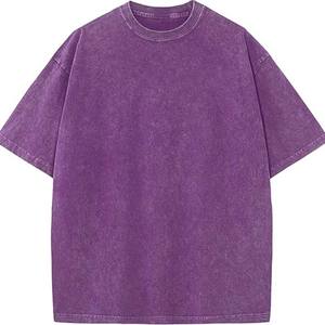 เสื้อยืดถักแบบปรับแต่งได้ 100% ผ้าฝ้าย/โพลีเอสเตอร์ สำหรับผู้ชาย คุณภาพสูง แขนสั้น ลายเรียบ ทรงโอเวอร์ไซส์ สไตล์วินเทจ ผ่านการซัก - Product Image 1