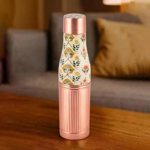 Copper <b>Bottle</b> 900ML Copper <b>Bottle</b> 2 Glass <b>Set</b> Half Hammered Half Meenakari <b>Bottle</b> Meenakari Copper <b>Bottle</b> <b>Set</b> - Product Image 3