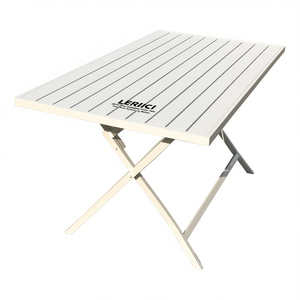 LERICI 130x77x76cm Matt <b>White</b> Aluminium Outdoor <b>Table</b> Fixed Patio Furniture by Amicasa - Product Image 2