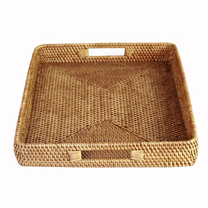 Bordure en métal plaqué or avec ustensiles de cuisine en rotin Plateau de service alimentaire Fruits décoratifs et plateaux de serveur de nourriture - Product Image 3