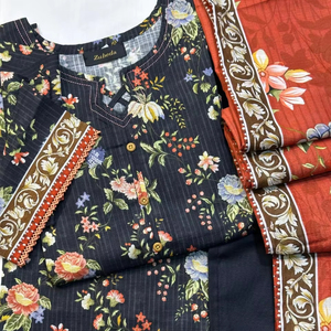 Ssumaira's Winters Premium Khaddar Airjet Digital Printed Khaddar Shirt Dupatta & Plain Dyed Khaddar Pants - Product Image 1