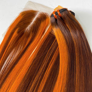 Precio de fábrica 100% Raw Virgin vietnamita humano encaje peluca trama hueso recto Piano naranja Color Super doble dibujado extensiones de cabello - Product Image 3
