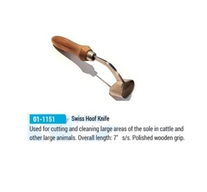 Cuchillo para pezuña de acero inoxidable suizo, instrumentos veterinarios de Pakistán, certificado Mahersi - Product Image 5