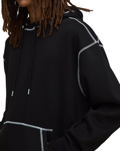 เสื้อฮู้ดผ้าฟลีซผ้าฝ้าย100% สีดำล้วนออกแบบได้ตามต้องการสำหรับฤดูหนาว - Product Image 3