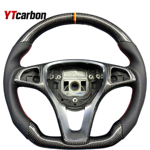 Volante de Cuero Rojo con Fibra de Carbono YTcarbon para <span class=keywords><strong>A180</strong></span> CLA 250 W117 W156 W166 X166 C117 W205 W2013 C218 W213 X253 C253 W447 - Product Image 3