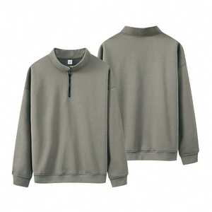 OEM Custom Polyester/Cotton Pullover 1/2 <b>Half</b> <b>Zip</b> <b>Sweatshirt</b> For <b>Men</b> Solid Pattern All Colors Available Custom Logo Low MOQ - Product Image 3
