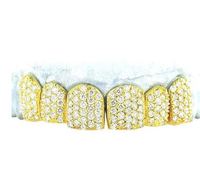 Grillz personnalisés en or massif 14K brillant, avec petits crocs à coupe permanente, sertissages nid d'abeille, Moissanite principale, style Hip Hop