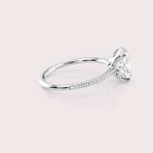 IGI Certified Oval Cut Lab Grown Diamond Engagement & Wedding Ring with Pave Diamond Band in <b>Solid</b> 925 Sterling <b>Silver</b> - Product Image 2
