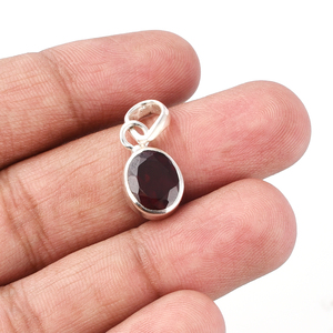 Colgante de Plata de Ley 925 con corte ovalado de granate natural, joyería fina de moda Unisex con ajuste de bisel único - Product Image 5