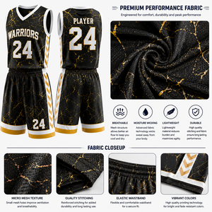 Ensemble short et maillot de basketball personnalisé en marbre sublimé, taille élastique, sans manches, pour adultes unisexes - Kit de tournoi - Product Image 3