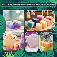 Kit de fabrication de savon pour adultes et enfants avec base de savon à la glycérine Moules en silicone Pétales secs Huiles parfumées Pigments Kits de bricolage