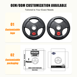 Disques de musculation <span class=keywords><strong>en</strong></span> <span class=keywords><strong>fonte</strong></span> recouverts de caoutchouc, à triple grip, antidérapants, pour usage commercial <span class=keywords><strong>en</strong></span> salle de sport, <span class=keywords><strong>20KG</strong></span> 44LB 15KG 10KG 5KG 2.5KG - Product Image 2
