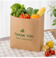 Sac en papier kraft brun imprimé sur mesure avec logo, fond carré, sac en papier SOS de qualité alimentaire pour l'emballage du pain de boulangerie
