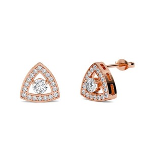 Glowing <b>Round</b> Cut Cluster Earrings 0.50 Ct Lab Grown Diamond In Platinum Wedding Band Set - Product Image 1