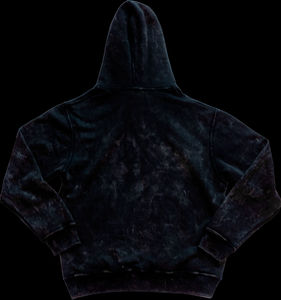 Automne lourd lavé à l'acide en détresse coton éponge à capuche qualité supérieure couleur noire Techniques brodées caractéristiques teintes unies - Product Image 6