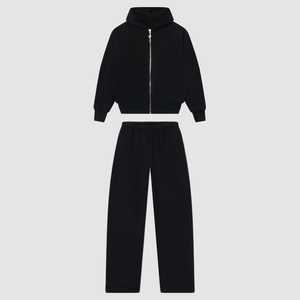 Fabricante de Chándales Casuales Extra Grandes Personalizados, Sudadera con Capucha Lisa con Cremallera, Pantalones Deportivos con Cordón, Ropa Urbana Regular de Peso Pesado - Product Image 1