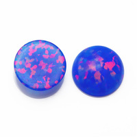 Opalines bleues de qualité FI03, cabochons ronds à fond plat, pierres lâches Sanmjewelry, diamètre du trou de 6 mm