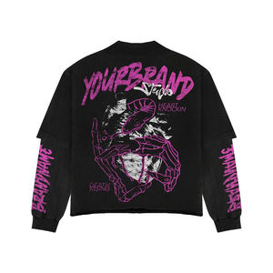 Fashion Wear Wholesale Double Sleeve T-<b>Shirts</b> Customize Top Quality Heavyweight <b>Men's</b> <b>Shirts</b> - Product Image 5