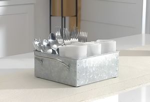 Custom Galvanized Silver Metal 3-Compartment Cutlery Holder in Affordable Price - Product Image 2