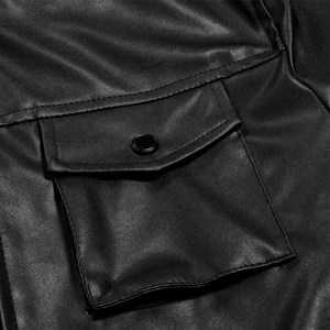 High Quality Leather <b>Jacket</b> with Custom Logo Printing Stand Collar Waterproof Breathable Plus Size OEM Service Available for <b>Men</b> - Product Image 4