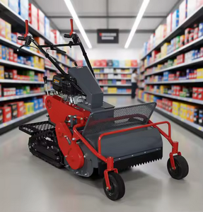 เครื่องตัดหญ้าแบบเดินตาม 27 นิ้ว 5.5 แรงม้า 173 ซีซี เครื่องยนต์เบนซินแบบขับเคลื่อนด้วยตัวเอง พร้อมรางตีนตะขาบ ถังเก็บหญ้า 300 ลิตร โครงเหล็กเกรดอุตสาหกรรม ควบคุมระยะไกล - Product Image 1