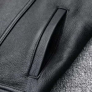 Gilet en cuir coupe-vent d'hiver personnalisé OEM/ODM avec fermeture à boutons pour hommes, vêtements de moto - Fournisseur en gros - Product Image 6