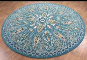 100% alfombras de lana hechas a mano con mechones New Mersey Blue Floral Style Set - Product Image 5