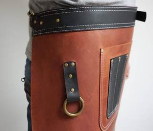 High Quality Custom Logo Printed Genuine <b>Leather</b> Bib Handmade Heat Resistance Kitchen Tool Bottle Waist for Salon Barbeque Work - Product Image 2