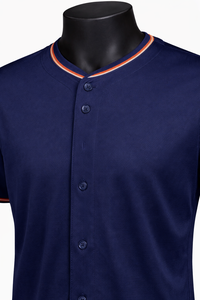 Camiseta de Béisbol Personalizada Lisa con Botones y Ribetes, Camisa de Béisbol con Ribetes Naranjas, Uniforme de Equipo, Parte Superior Transpirable de Secado Rápido de Poliéster - Product Image 3