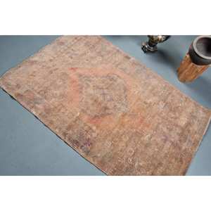 Alfombra turca de área grande Vintage estilo Tabriz clásico diseño de retazos marrón naranja 3,5 'X 5,6' Material de lana rectangular látex - Product Image 4