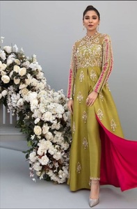 Broderie éblouissante sur la longue robe pantalon JACKET-KURTA, robe ornée de perles de verre cristal, DABKA, travail pour les tenues de fête/mariage @ 2022 - Product Image 2