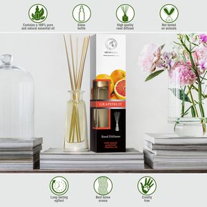 Diffuseur de parfum Aromatika Pamplemousse 100ml avec huile essentielle naturelle, parfum d'ambiance longue durée aux agrumes - Product Image 3