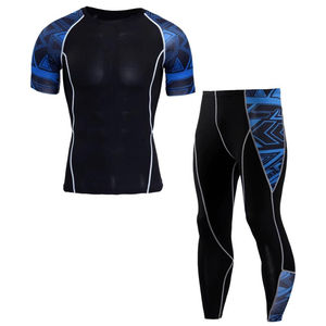 GAF Vente flash Ensemble de vêtements de sport pour homme, compression, gym, rash guard, manches longues/courtes, leggings, logo personnalisé, respirant, imprimé sportif - Product Image 4