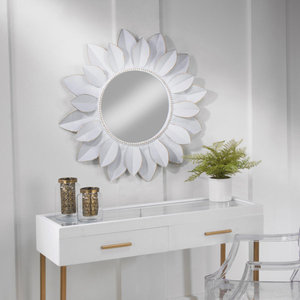 Espejo de Pared Moderno con Diseño de Hojas, Recubierto de Blanco, Plateado, Hecho a Mano, Ecológico, Decorativo, Premium - Product Image 4