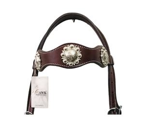 Headstall occidental de cuero genuino marrón de alta calidad con producto ecuestre Concho para montar a caballo - Product Image 2