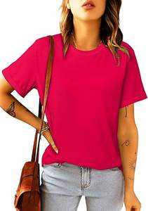 Vente en gros pas cher T-shirt surdimensionné vierge 100% coton T-shirt court uni pour femmes - Product Image 5