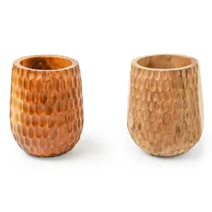 Jarrón Decorativo de Madera, Hecho a Mano, Superficie Texturizada, Ecológico, Sostenible, Decoración del Hogar, Estilo Rústico Orgánico, Adorno Interior - Product Image 5