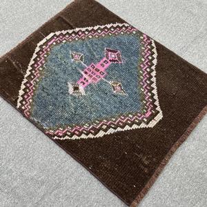 2.1x2.7 ft Small Vintage Rug, Turkish Rug, <b>Brown</b> Blue Persian <b>Wool</b> Rug - Product Image 4