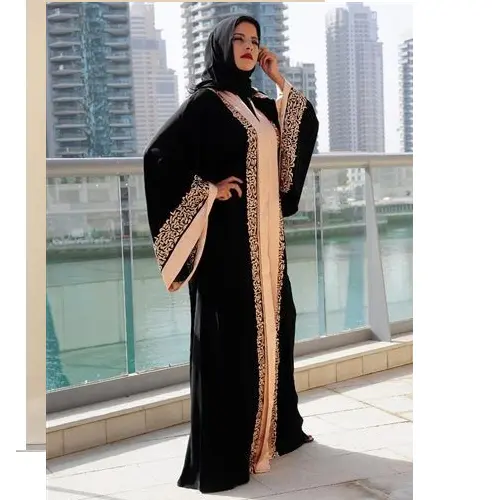 Desain payung Modern Dubai grosir Abaya Turki Lebaran Islami sederhana Dubai elegan terbuka Abaya gaun Muslim wanita