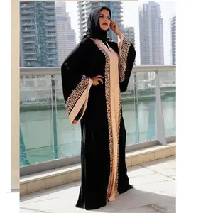 モダンなUmbrelLaデザインドバイ卸売アバヤトルコEID控えめなイスラム服ドバイエレガントなオープンアバヤ女性イスラム教徒のドレス