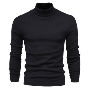 Automne et hiver nouveau pull décontracté de couleur unie pour hommes pull à col roulé pull en tricot décontracté pour hommes - Product Image 2