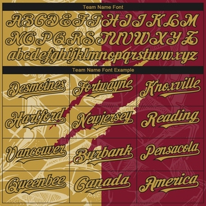 Custom Stitched Graffiti Pattern Old Gold Crimson-Black Scratch Sports Pullover Sudadera con capucha - Product Image 3