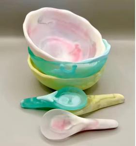 Bols à mélanger pour salade et fruits en résine pour la cuisine, faits à la main, bol rond en résine pour la décoration intérieure - Product Image 5