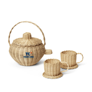 Juego de tazas de té de ratán hecho a mano, juego de simulación, juguete de ratán para niños pequeños, juego de rol y decoración de habitación de guardería bonita - Product Image 3